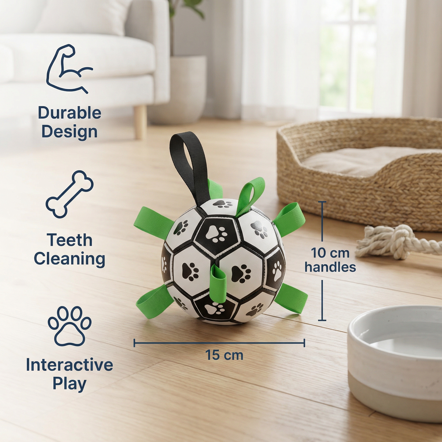 Durable Dog Play Ball with Pull Handles
