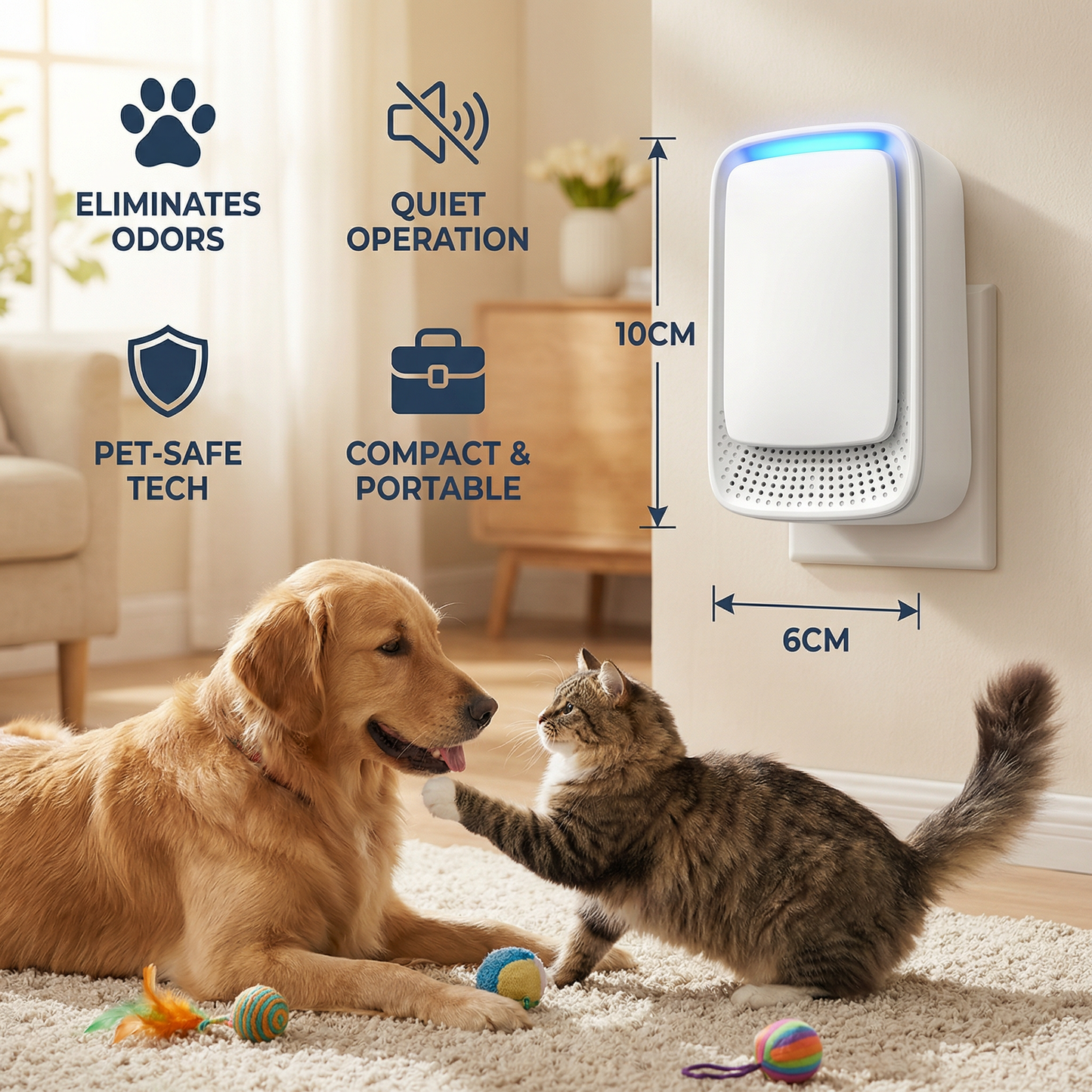 Mobile Air Purifier & Odor Eliminator – Ideal Against Pet Odors