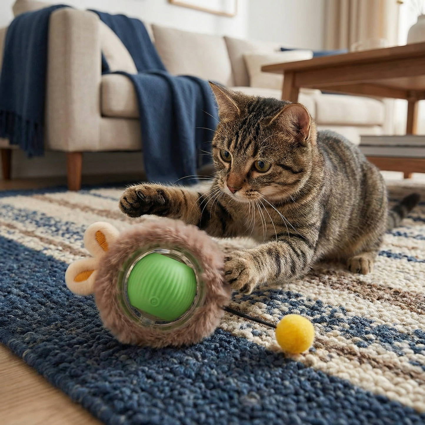 Interactive Play Ball with Fur for Cats