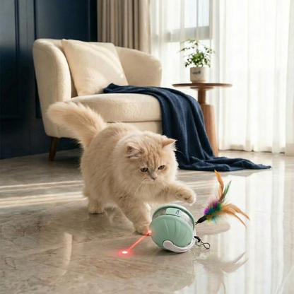 3-in-1 Interactive Cat Laser Play Ball with Feather Tail