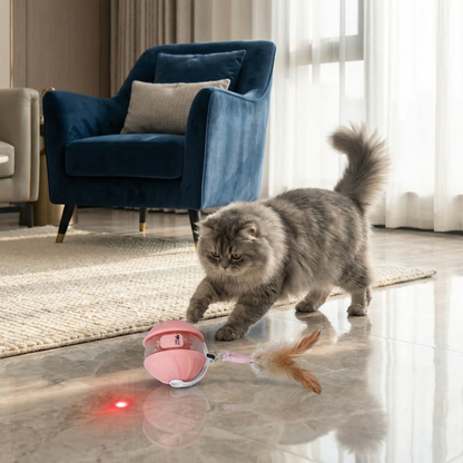 3-in-1 Interactive Cat Laser Play Ball with Feather Tail