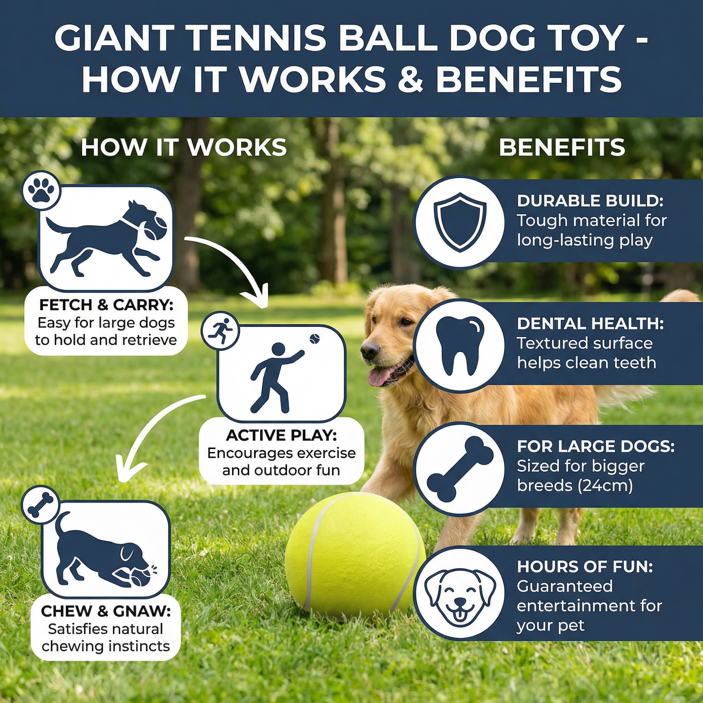 Durable Giant Tennis Ball Dog Toy