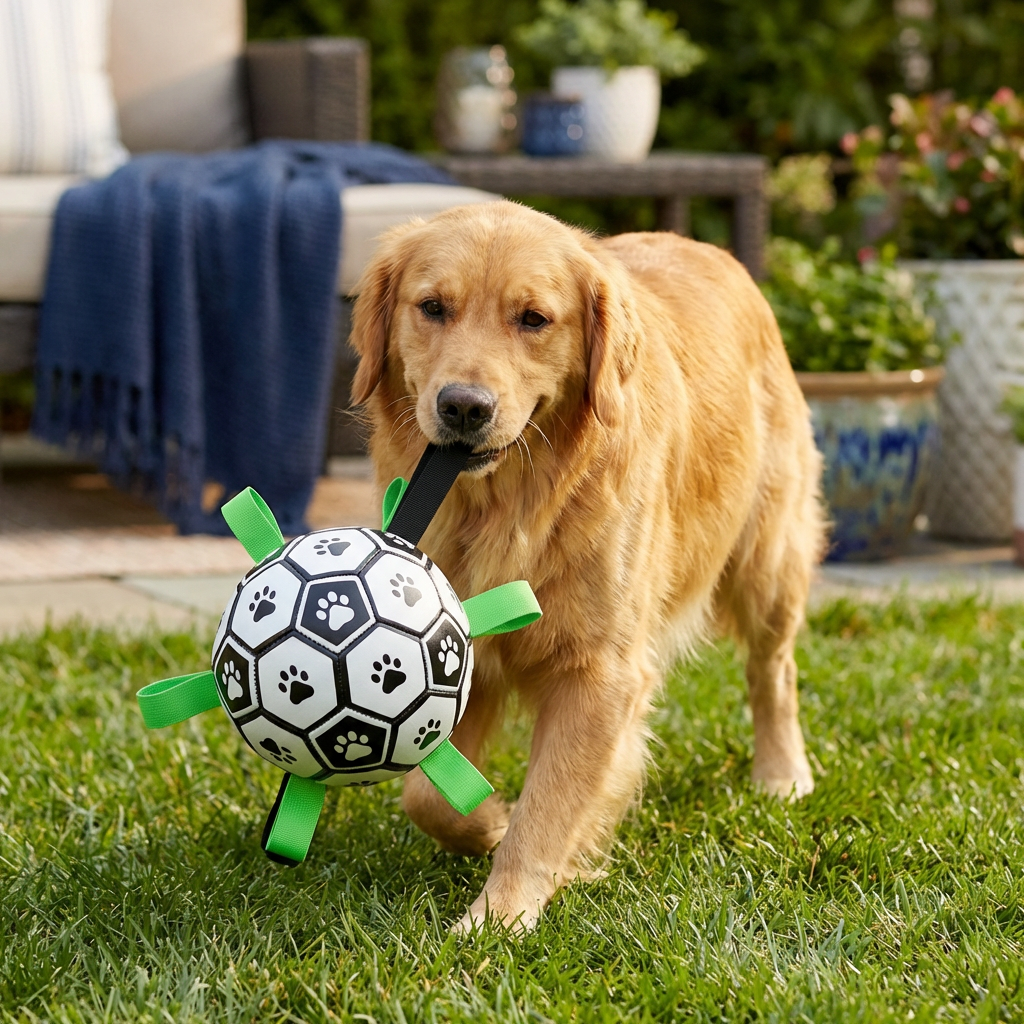 Durable Dog Play Ball with Pull Handles