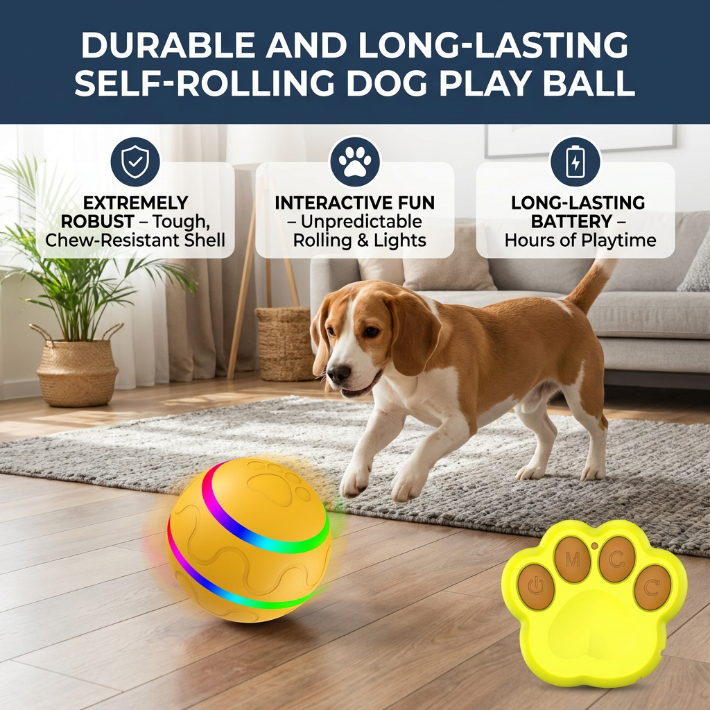 Durable and Long-Lasting Self-Rolling Dog Play Ball