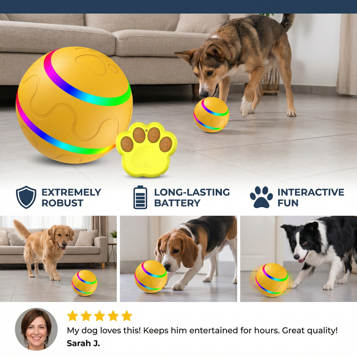 Durable and Long-Lasting Self-Rolling Dog Play Ball