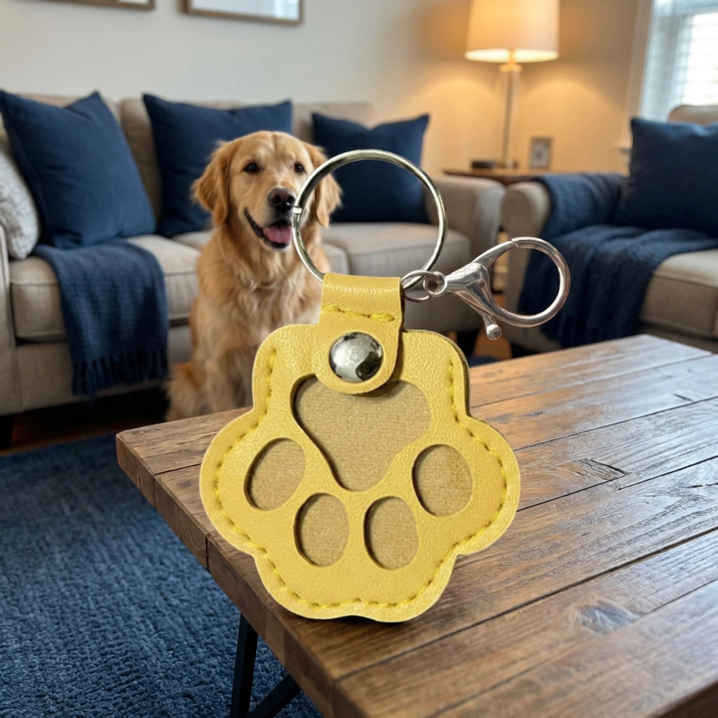 Leather Memorial Keychain for Storing Pet Hair