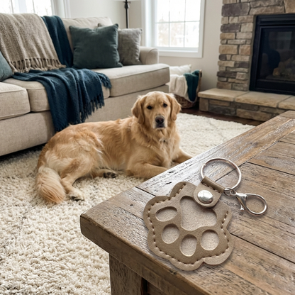 Leather Memorial Keychain for Storing Pet Hair