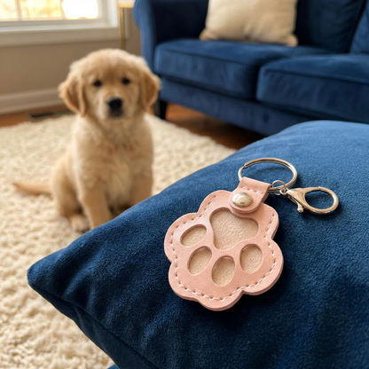 Leather Memorial Keychain for Storing Pet Hair