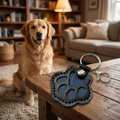 Leather Memorial Keychain for Storing Pet Hair