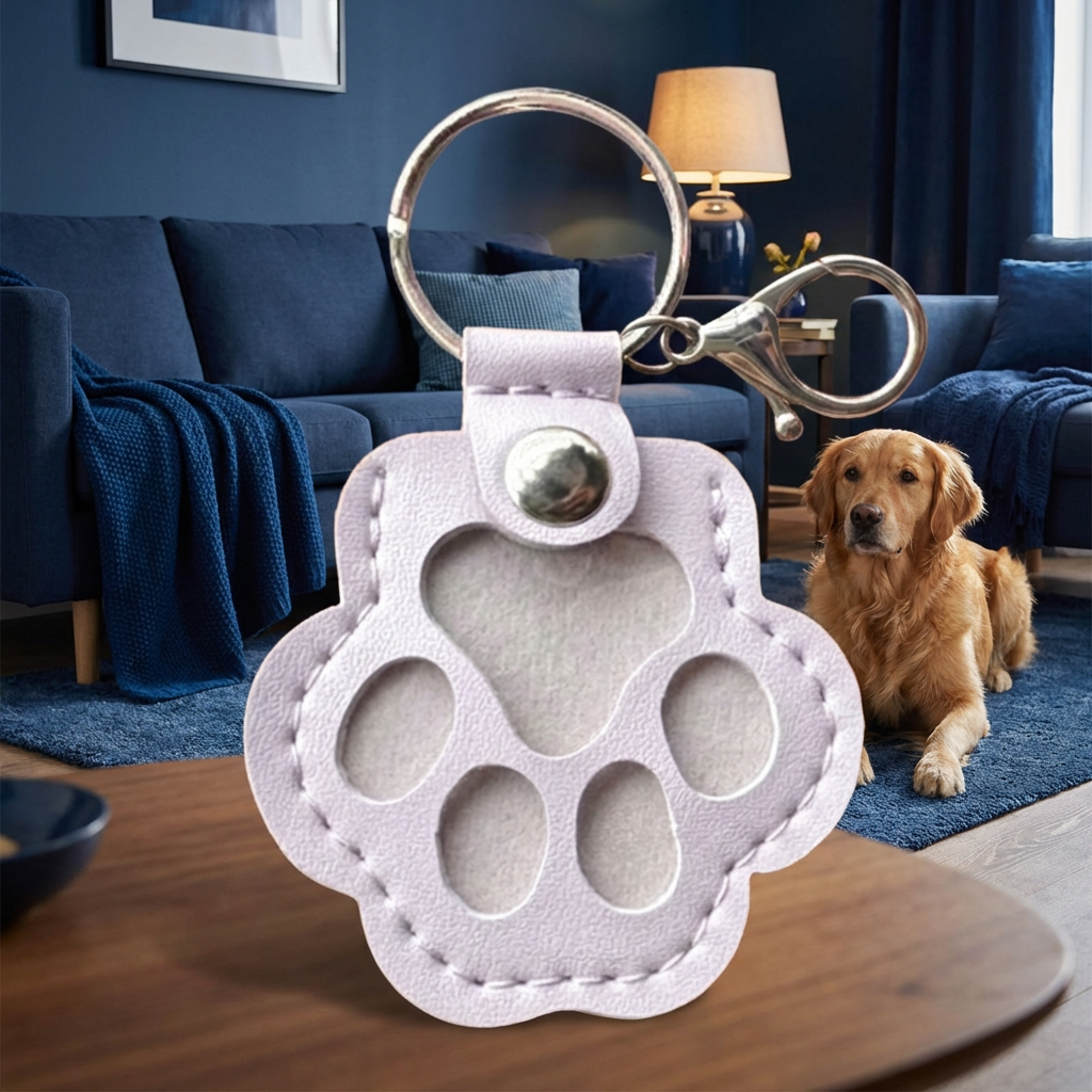 Leather Memorial Keychain for Storing Pet Hair