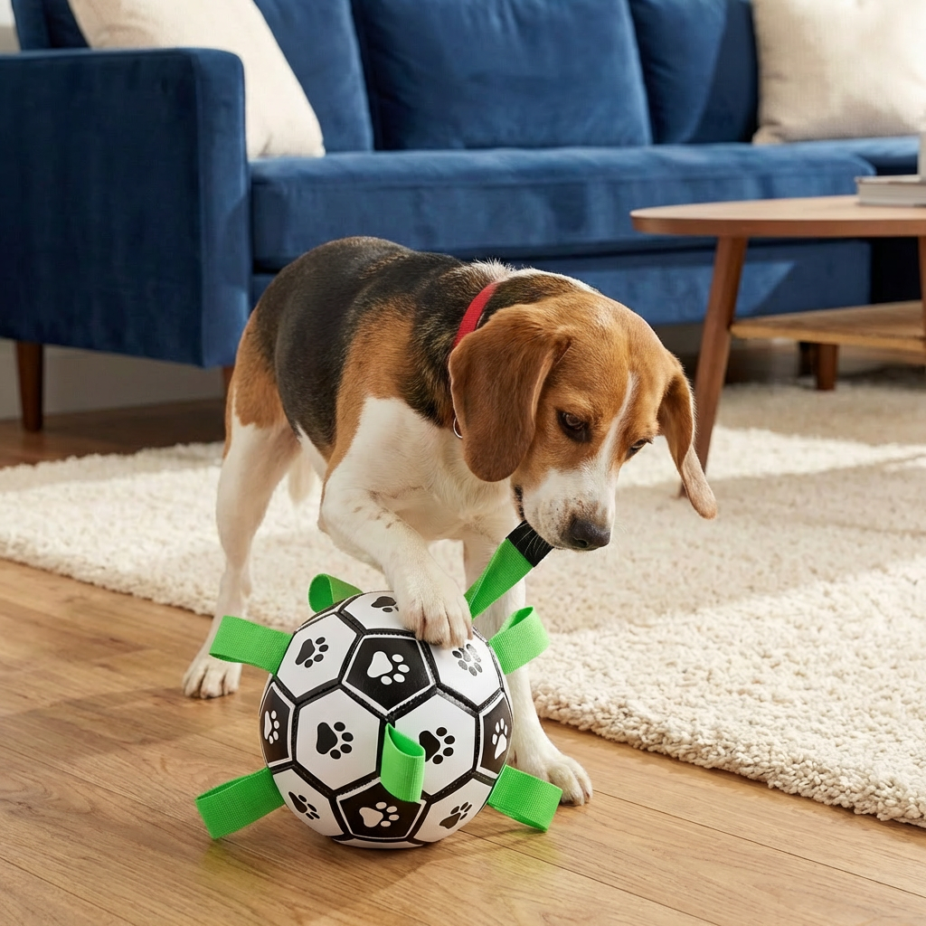 Durable Dog Play Ball with Pull Handles
