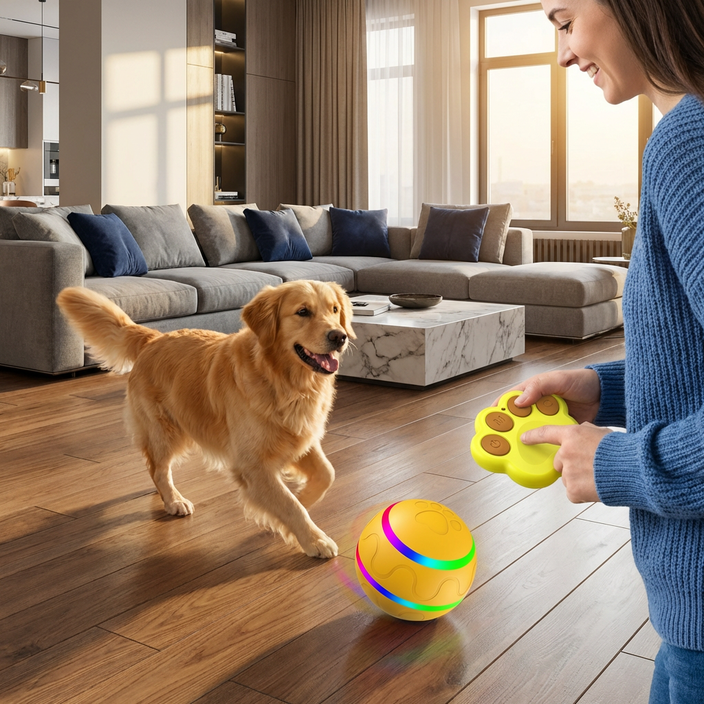 Durable and Long-Lasting Self-Rolling Dog Play Ball
