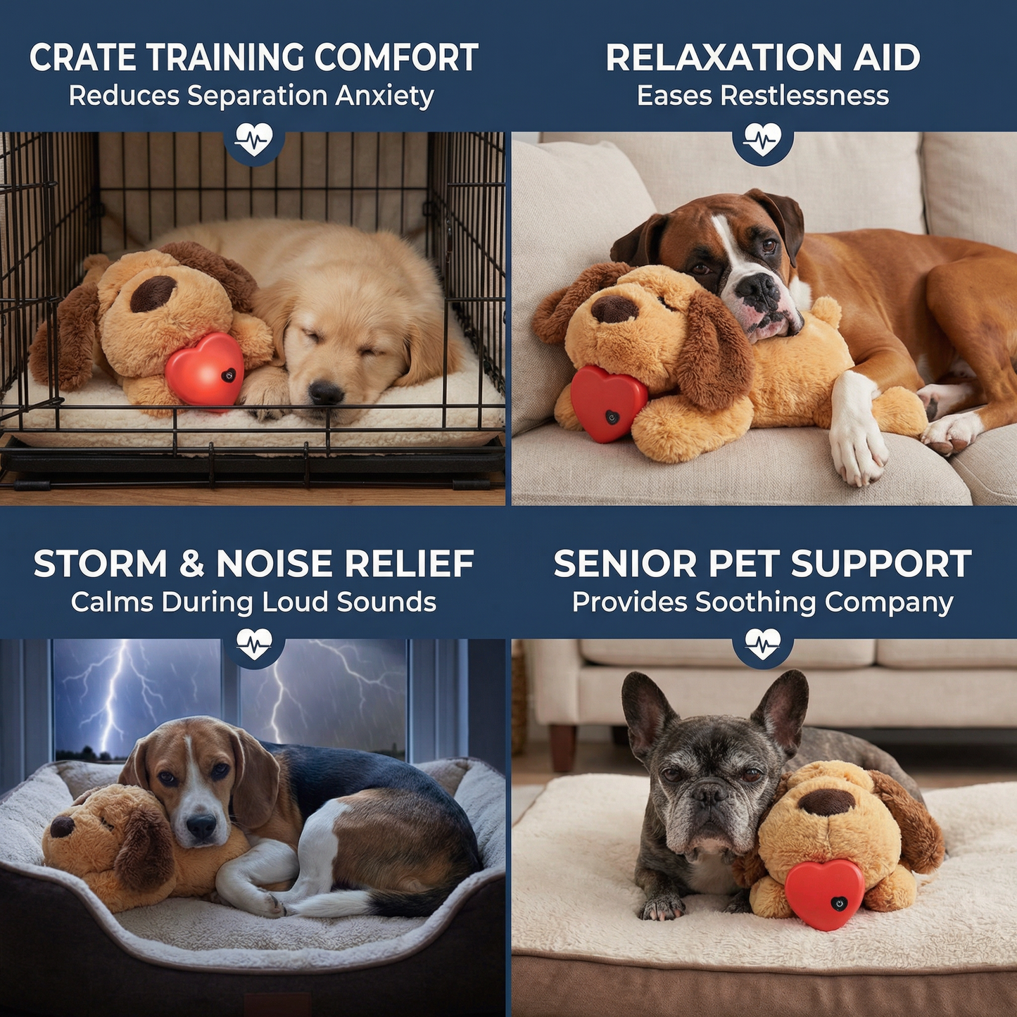 Calming Heartbeat Plush Toy for Pets – Anxiety Reducing & Stress Relieving