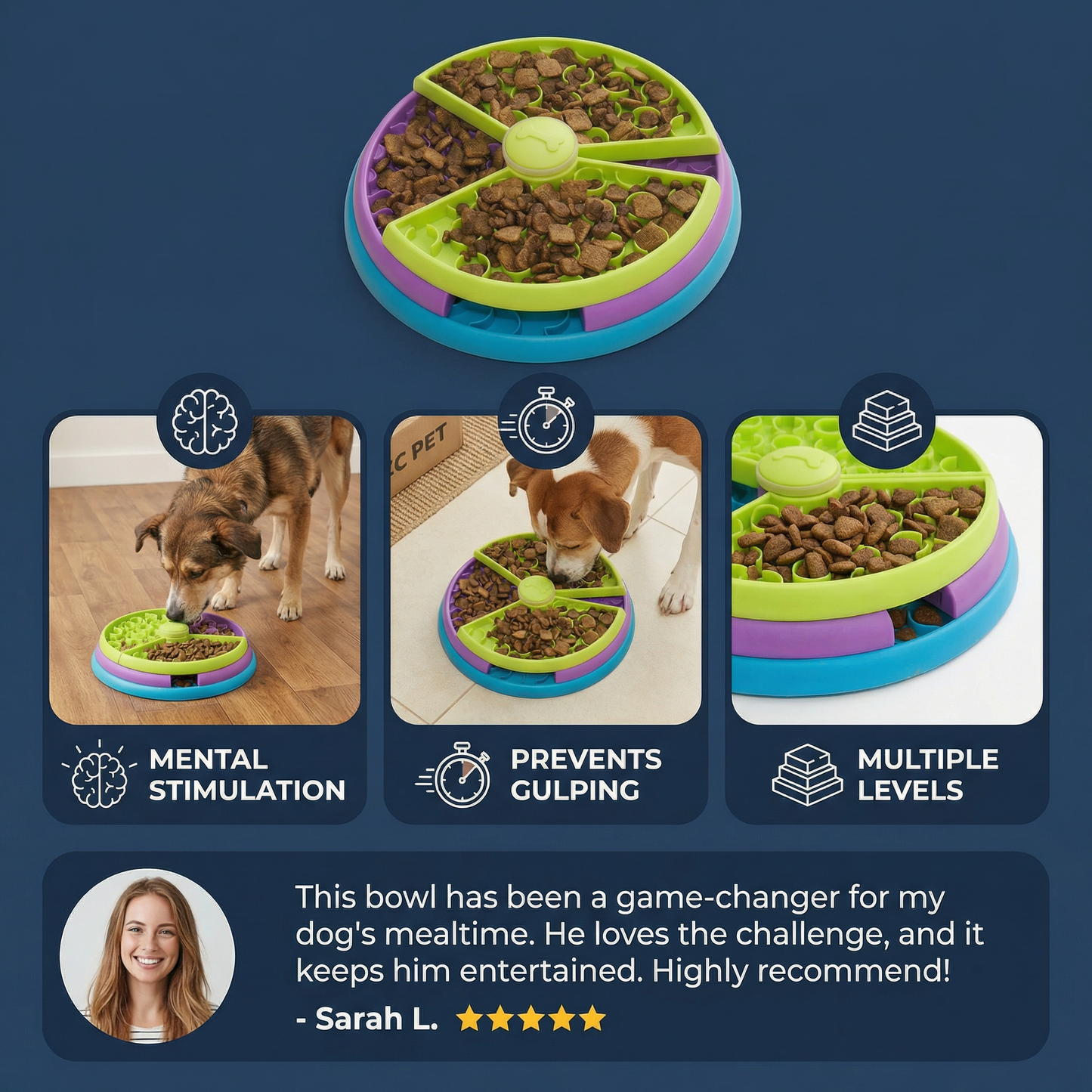 Interactive Feeding Bowl with Multiple Levels