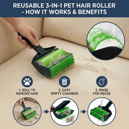 Reusable 3-in-1 Pet Hair Roller