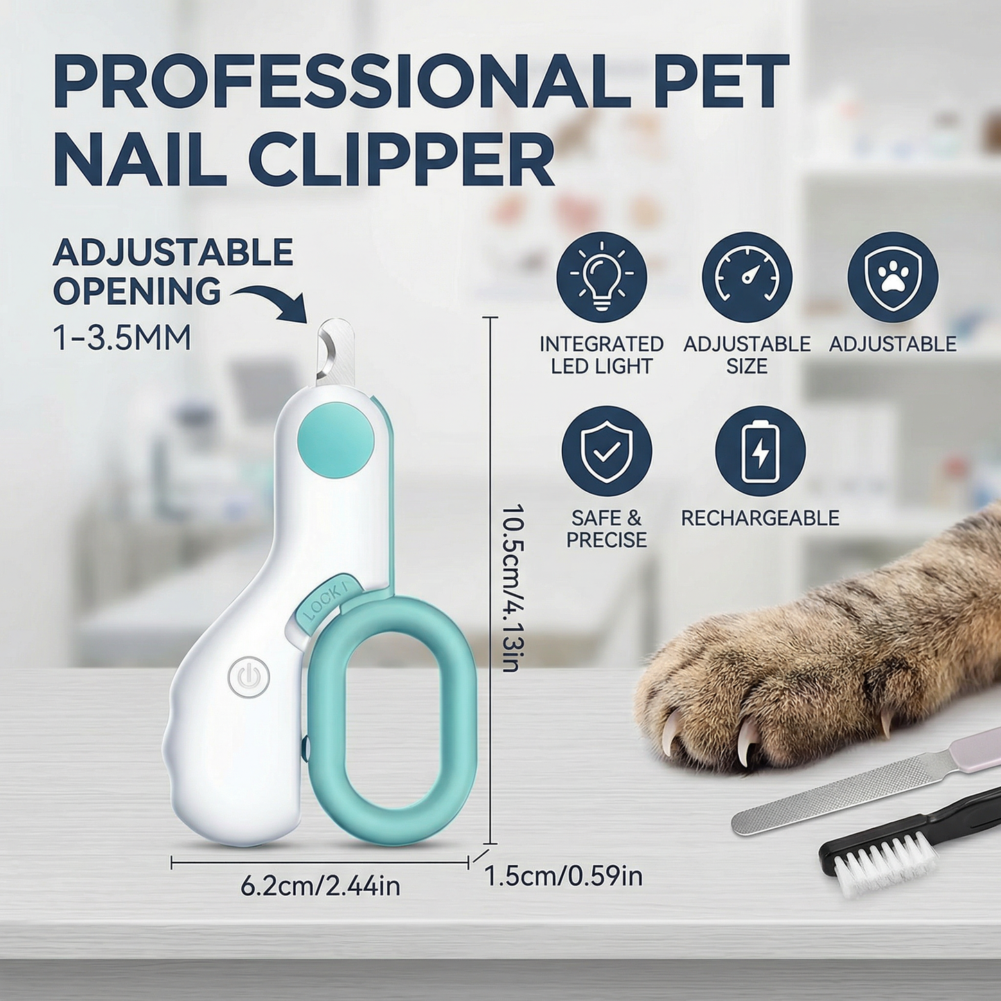 Professional Pet Nail Clipper with Integrated Light