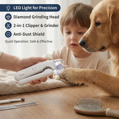 2-in-1 Silent Nail Clipper and Grinder for Dogs – Quiet, Rechargeable & Gentle