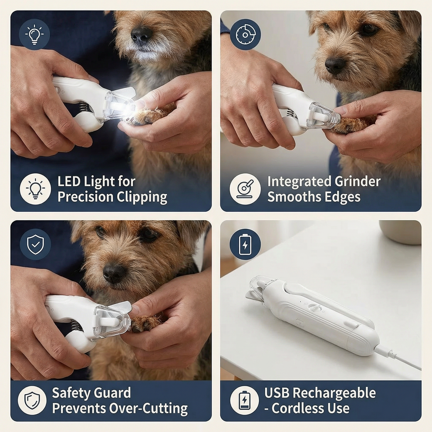 2-in-1 Silent Nail Clipper and Grinder for Dogs – Quiet, Rechargeable & Gentle