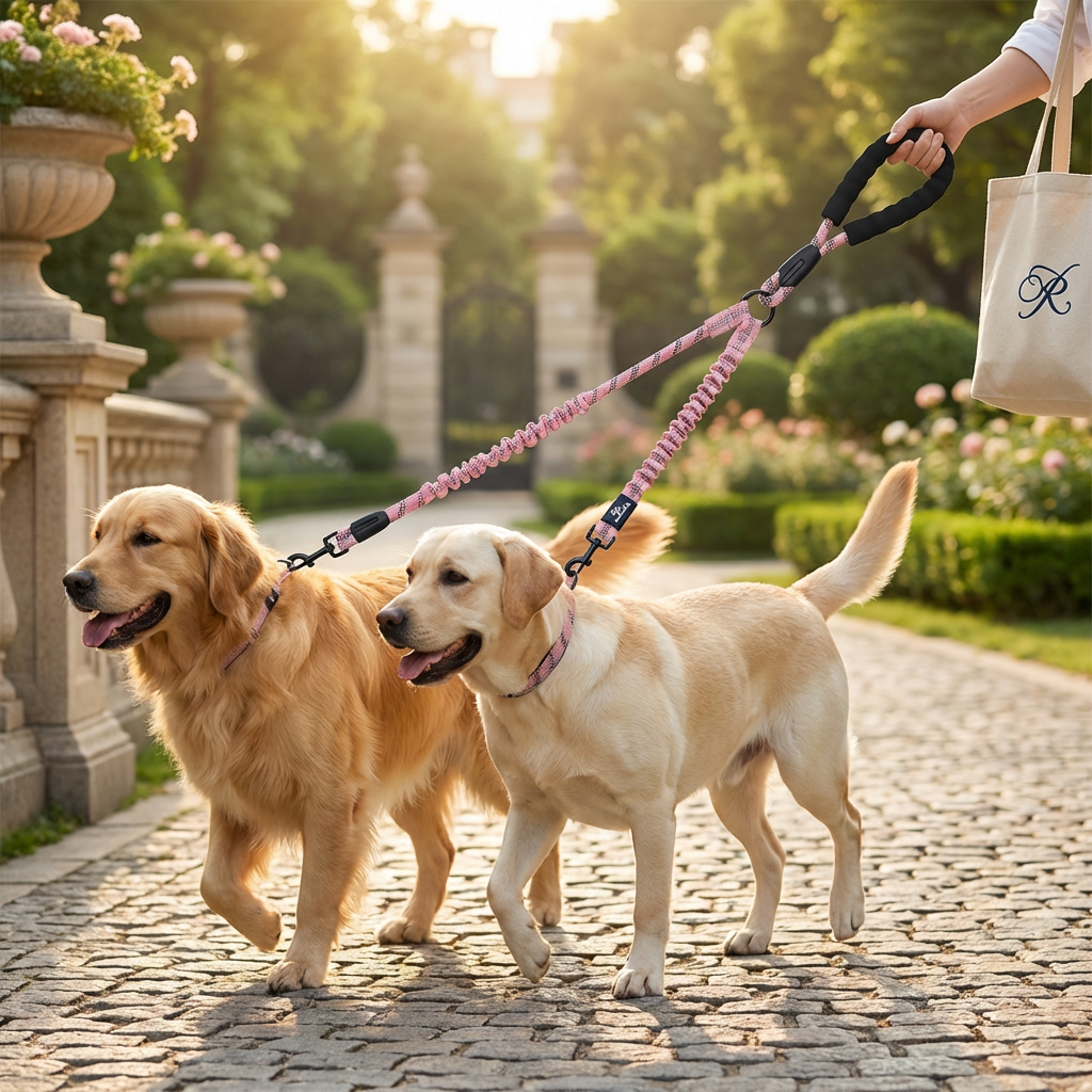 2-in-1 Dog Double Leash with 360° Swivel Joint – Tangle-Free & Shock Absorbing