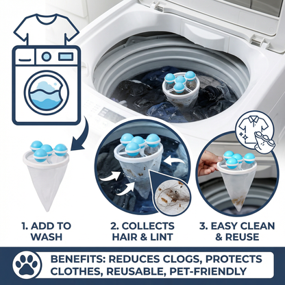 Laundry Pet Hair Filter for Washing Machine – Reusable Collection Bag