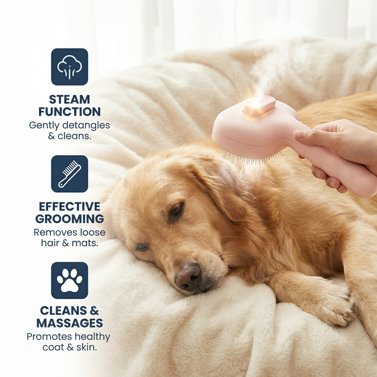 Premium Pet Brush With Steam Function