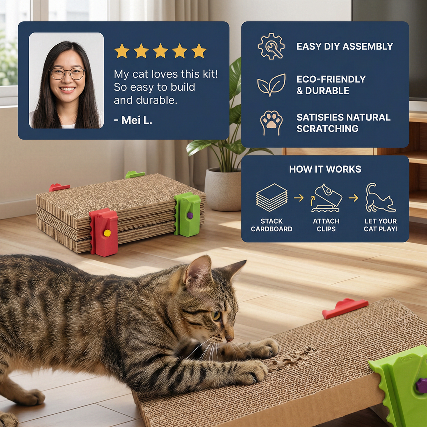 Cat Cardboard Scratching Pad Kit to Build Yourself