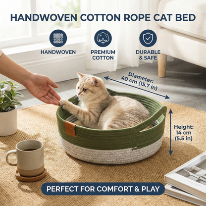 Handwoven Cotton Rope Cat Bed