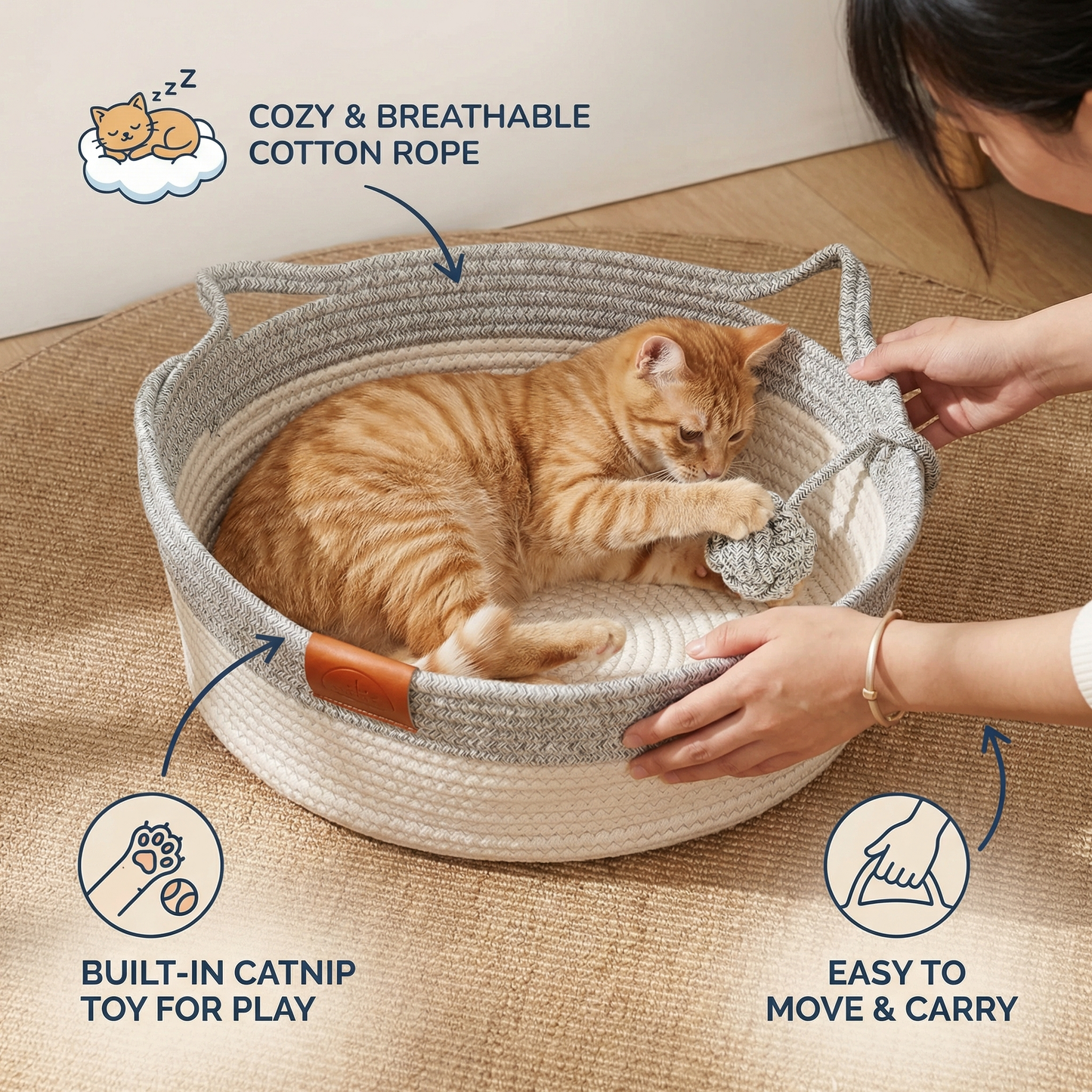 Handwoven Cotton Rope Cat Bed
