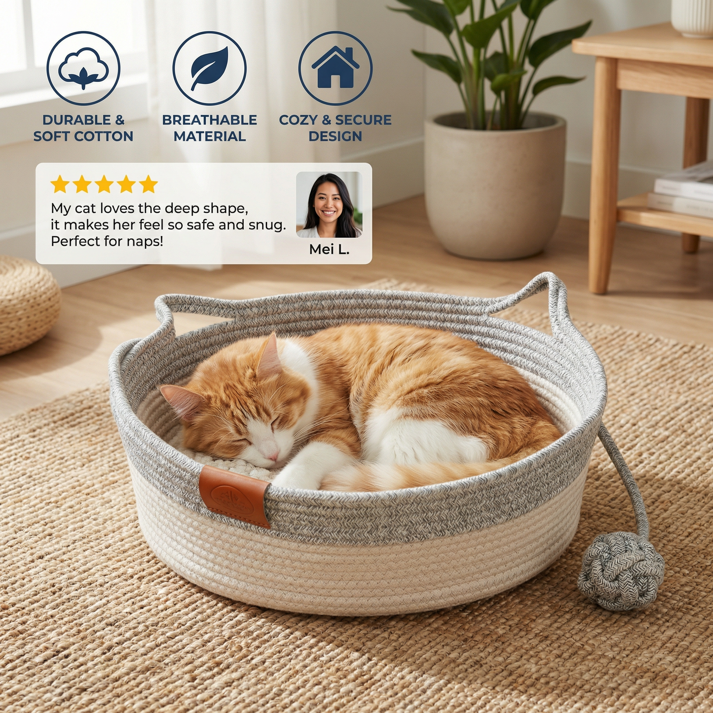 Handwoven Cotton Rope Cat Bed