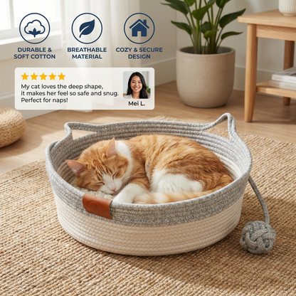 Handwoven Cotton Rope Cat Bed