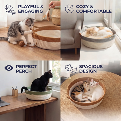 Handwoven Cotton Rope Cat Bed
