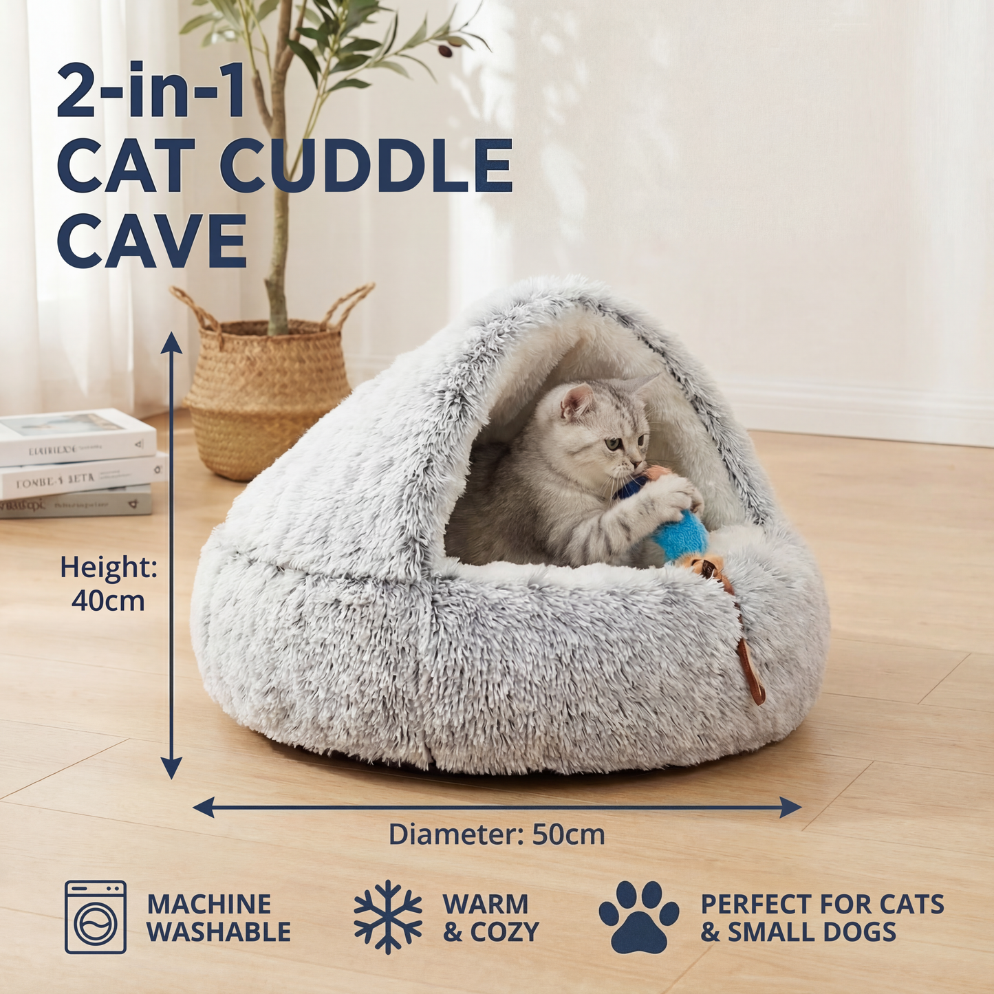 2-in-1 Cat Cuddle Cave