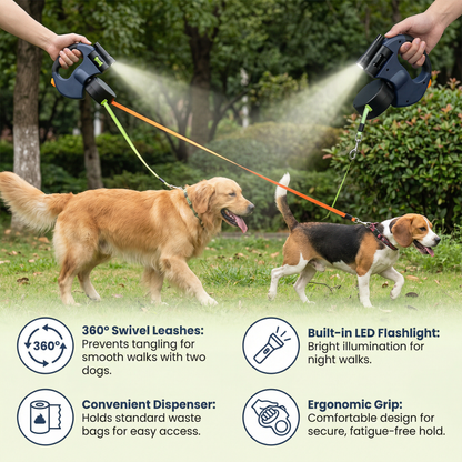 Practical Anti-Tangle Double Dog Leash