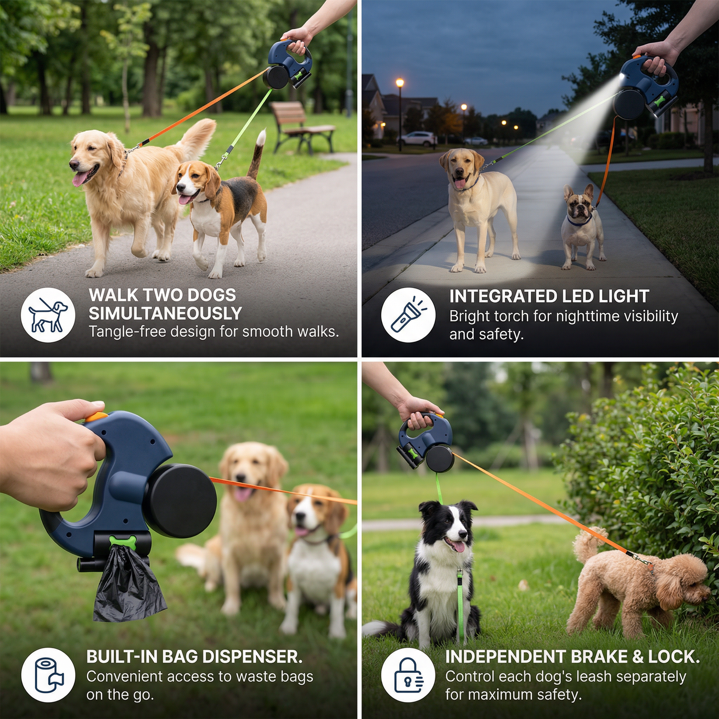 Practical Anti-Tangle Double Dog Leash