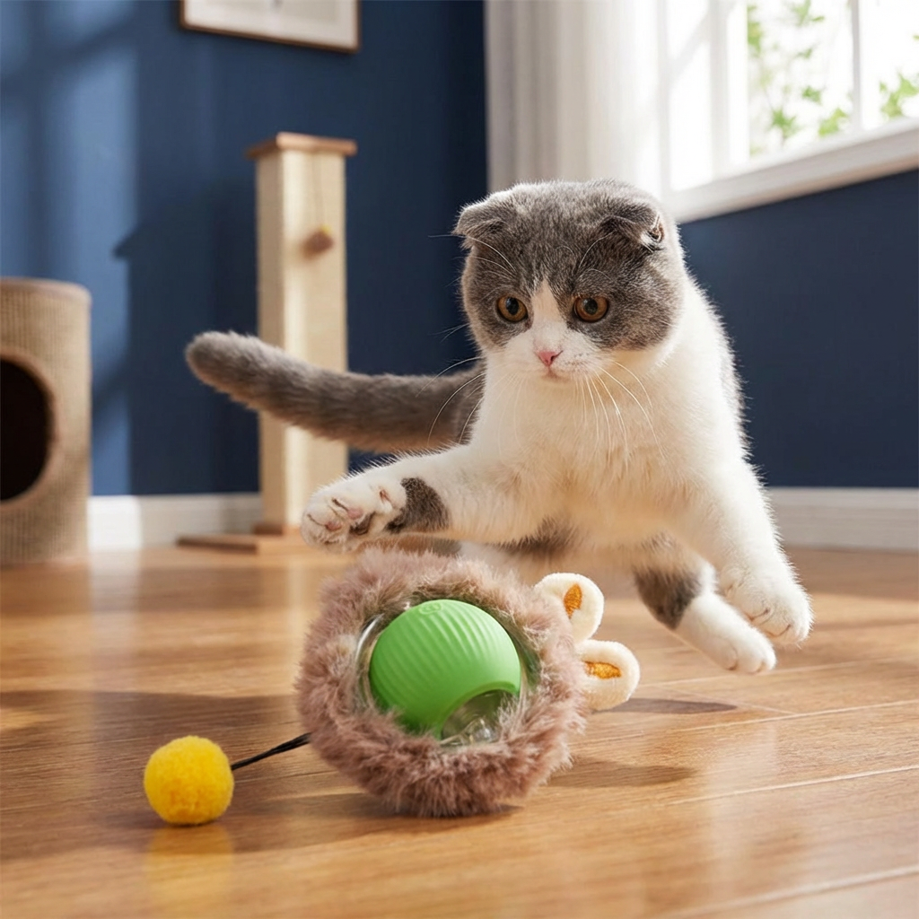 Interactive Ball with Tail for Cats