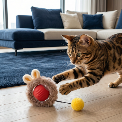 Interactive Play Ball with Fur for Cats