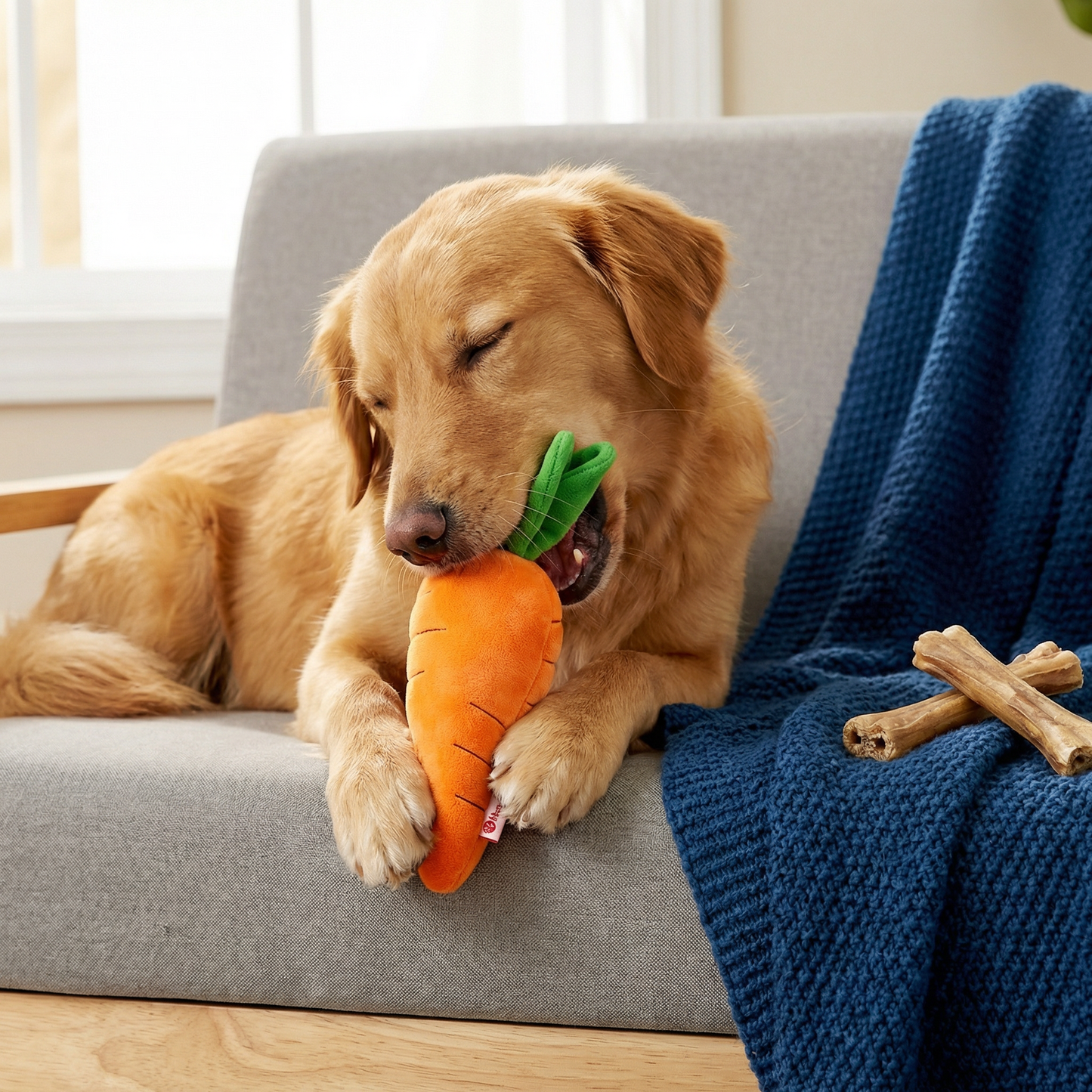 Squeaky Carrot Dog Toy for Stress Relief and Play