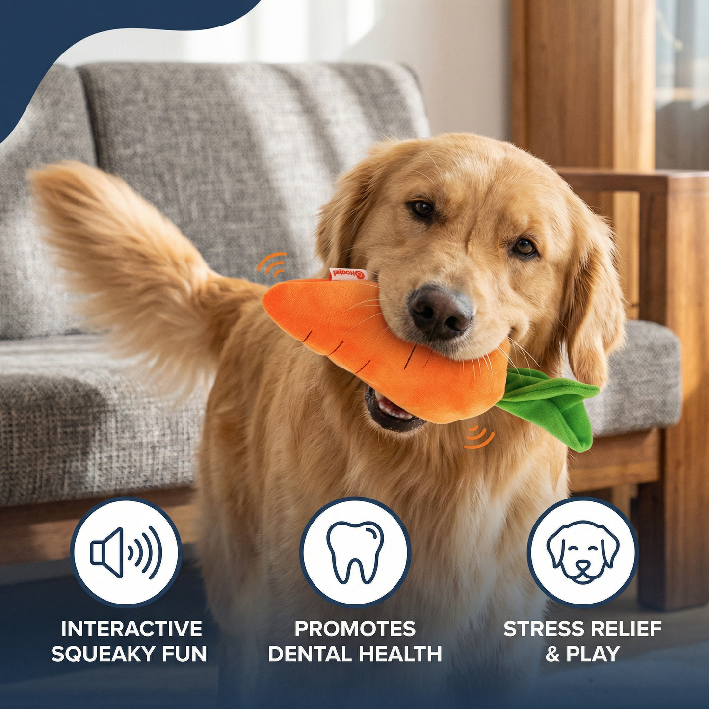Squeaky Carrot Dog Toy for Stress Relief and Play