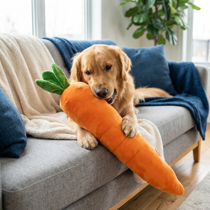 Squeaky Carrot Dog Toy for Stress Relief and Play