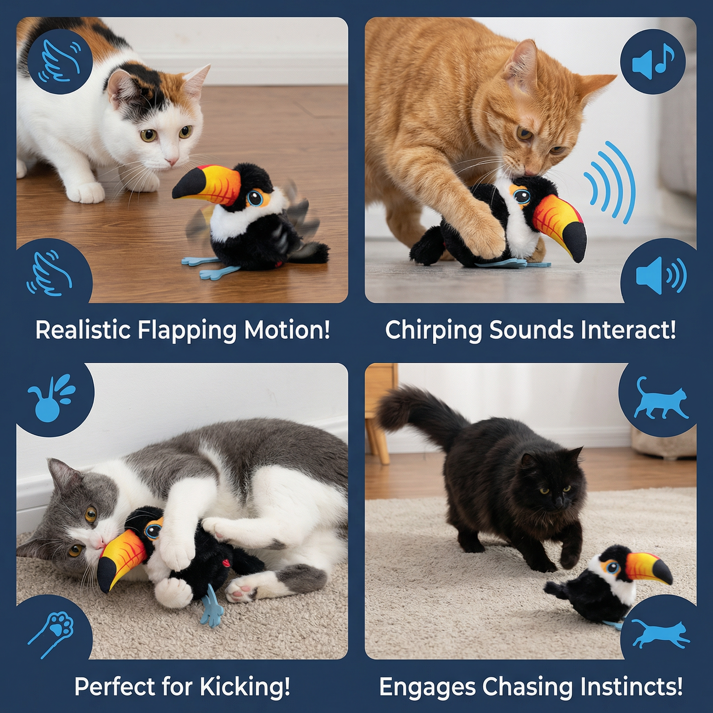 Flapping and Chirping Bird Cat Toy