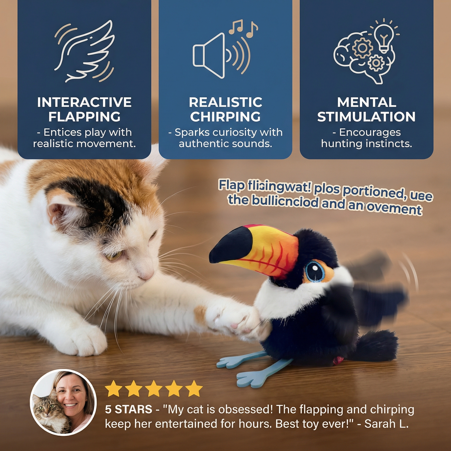 Flapping and Chirping Bird Cat Toy
