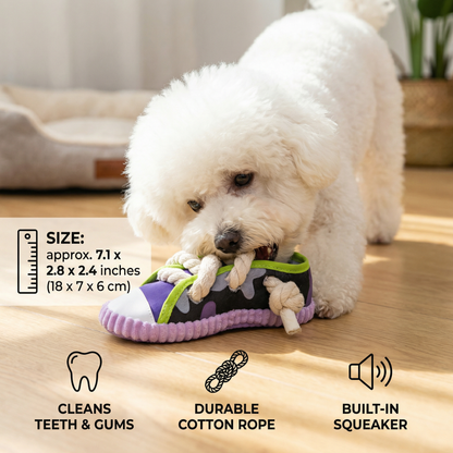 Squeaking Slipper with Durable Cotton Rope – Dental Care and Play for Dogs