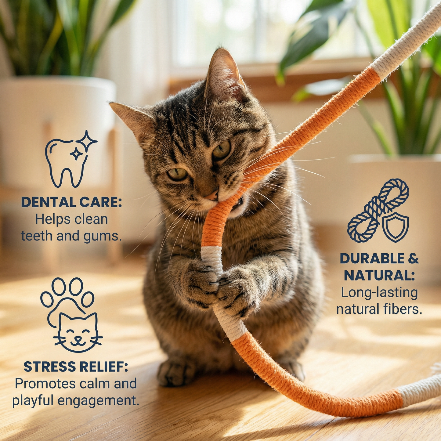 Natural Cat Chew Rope – Durable, Dental Care & Stress-Relieving