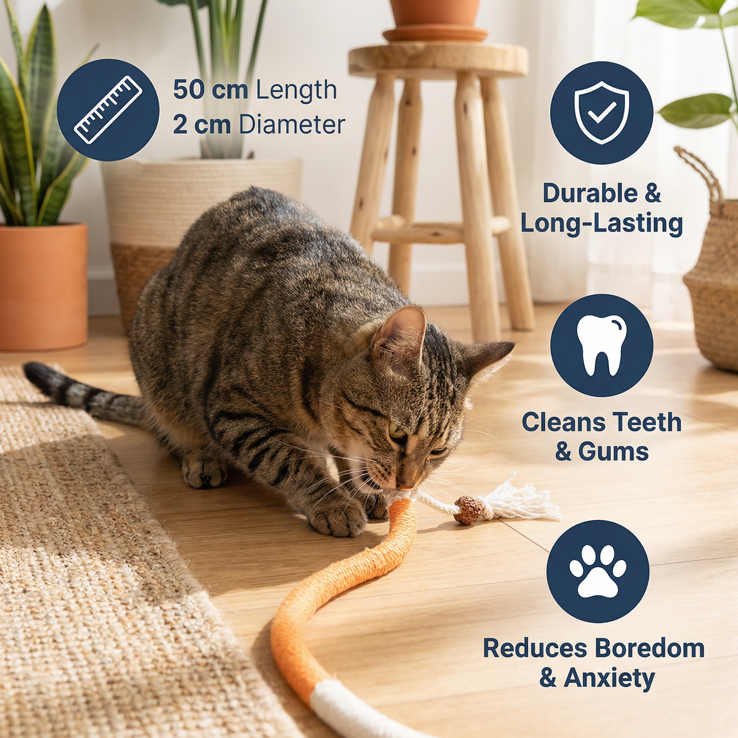 Natural Cat Chew Rope – Durable, Dental Care & Stress-Relieving