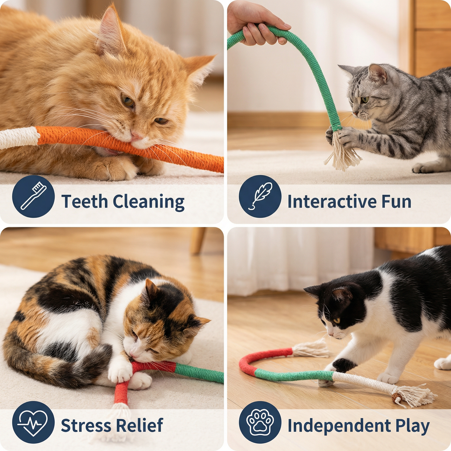Natural Cat Chew Rope – Durable, Dental Care & Stress-Relieving