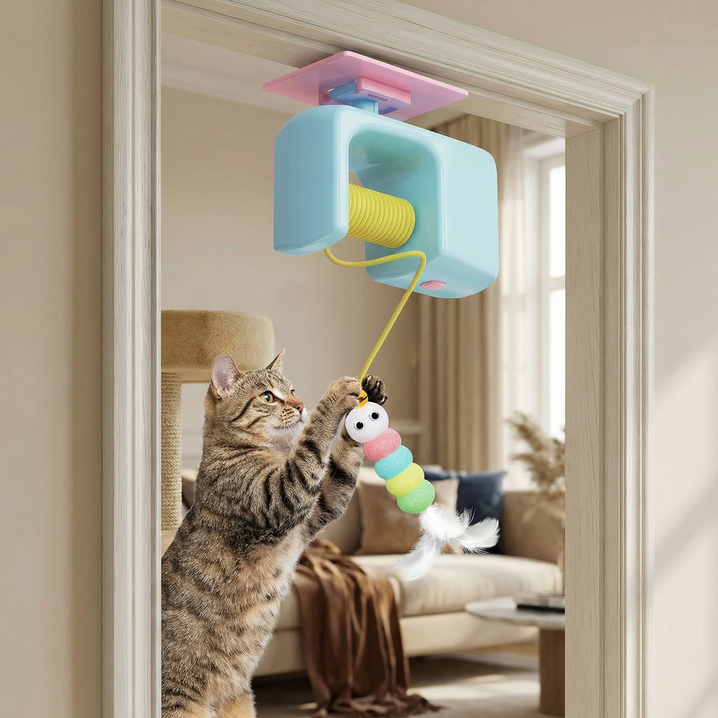 Interactive Door Yo-Yo Cat Toy with Self-Play Function