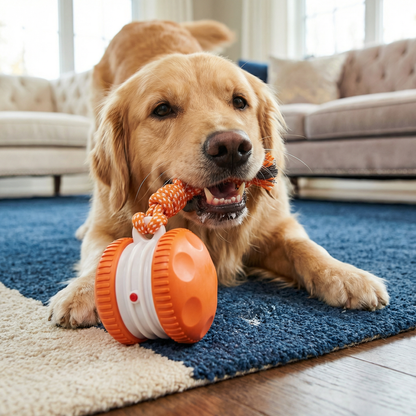 Interactive & Durable Dog Ball – Movement Toy with Tug Rope in Dog Colors