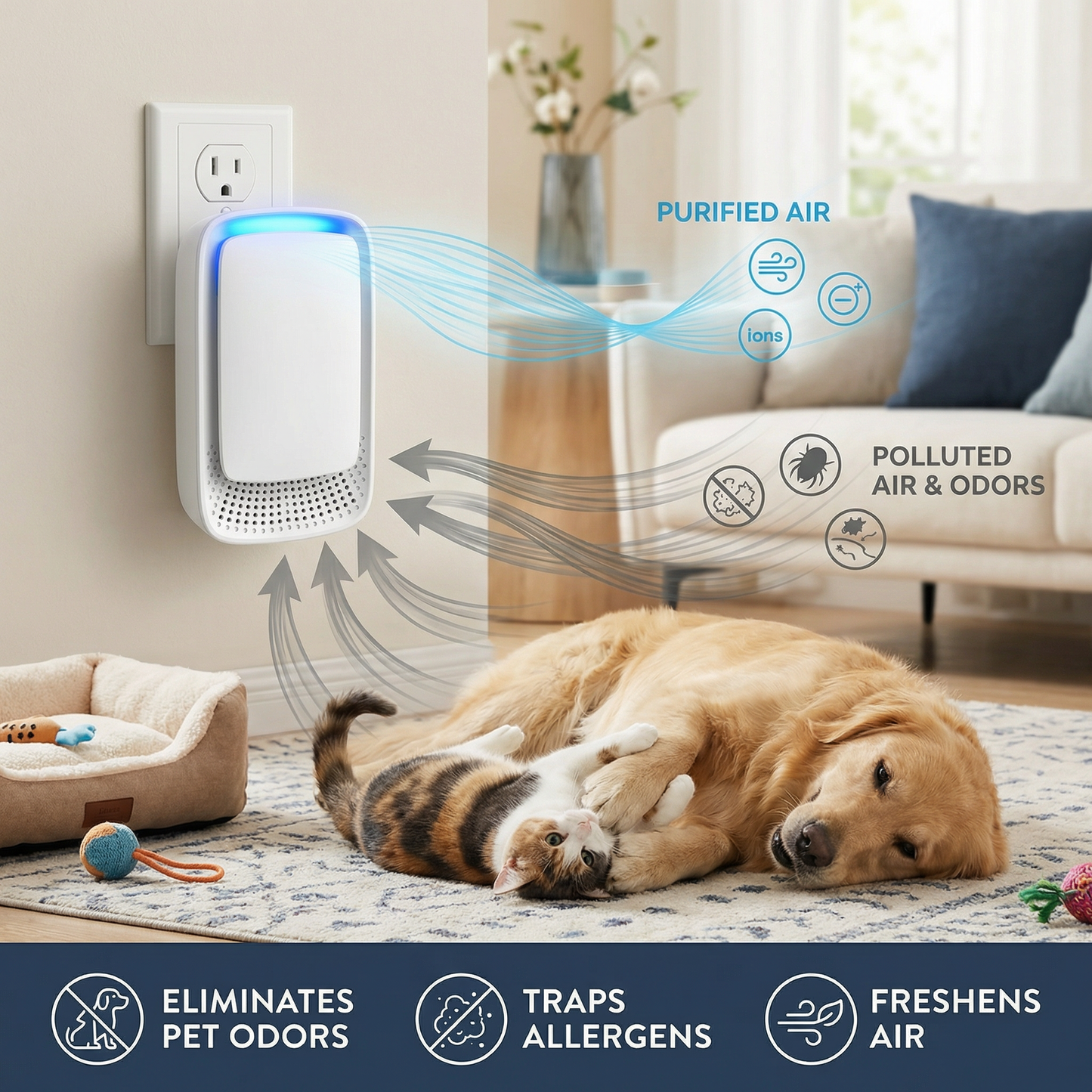 Mobile Air Purifier & Odor Eliminator – Ideal Against Pet Odors