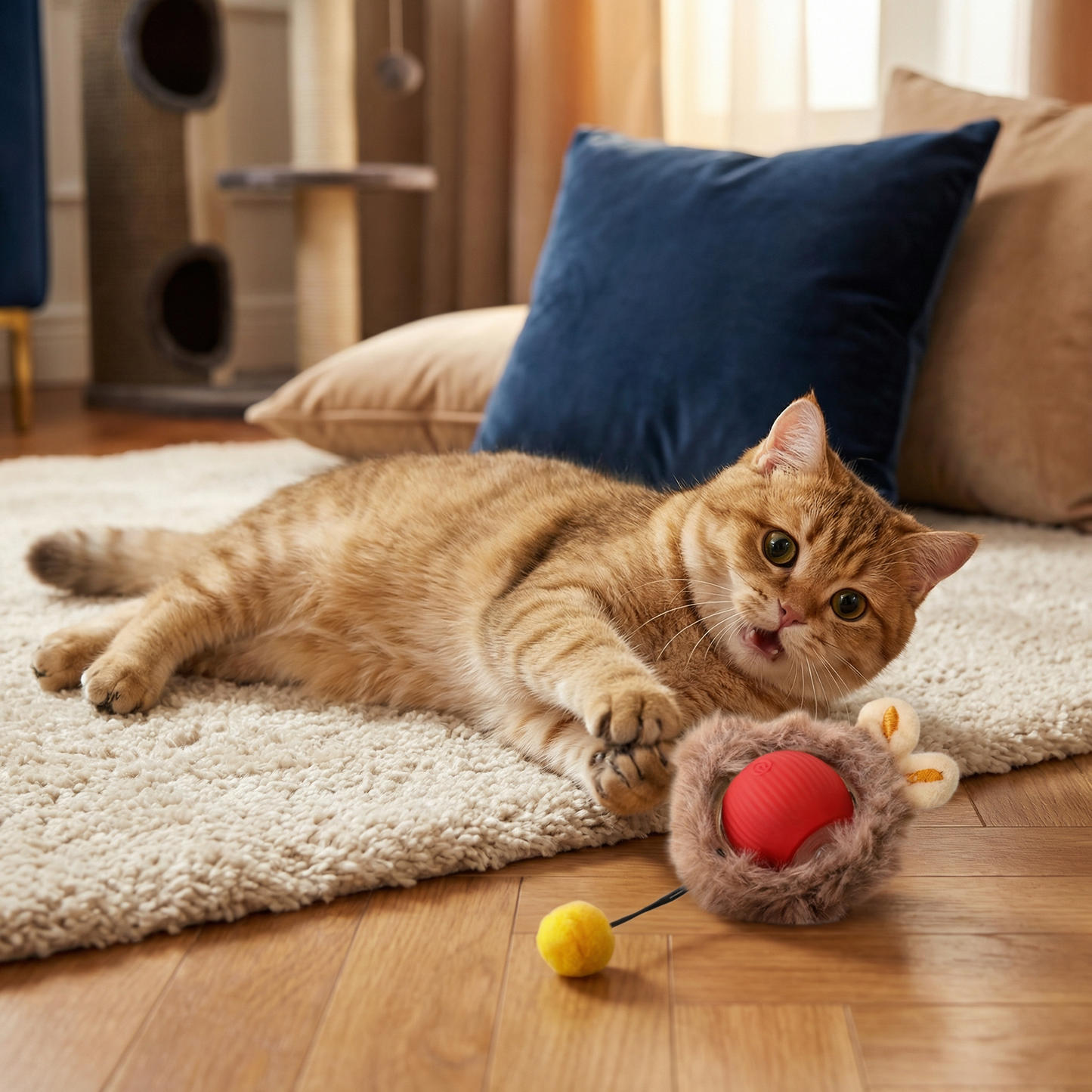 Interactive Play Ball with Fur for Cats