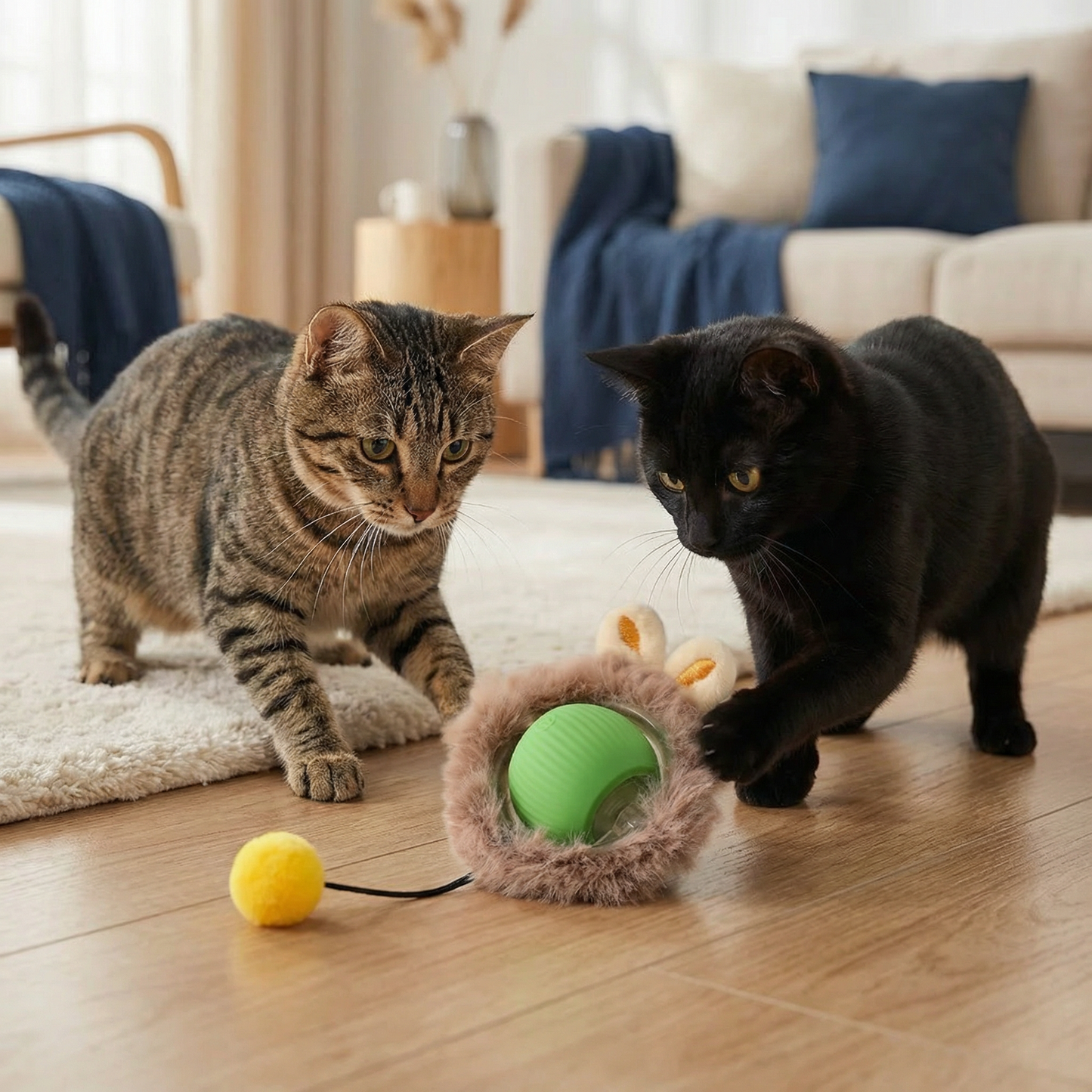Interactive Play Ball with Fur for Cats